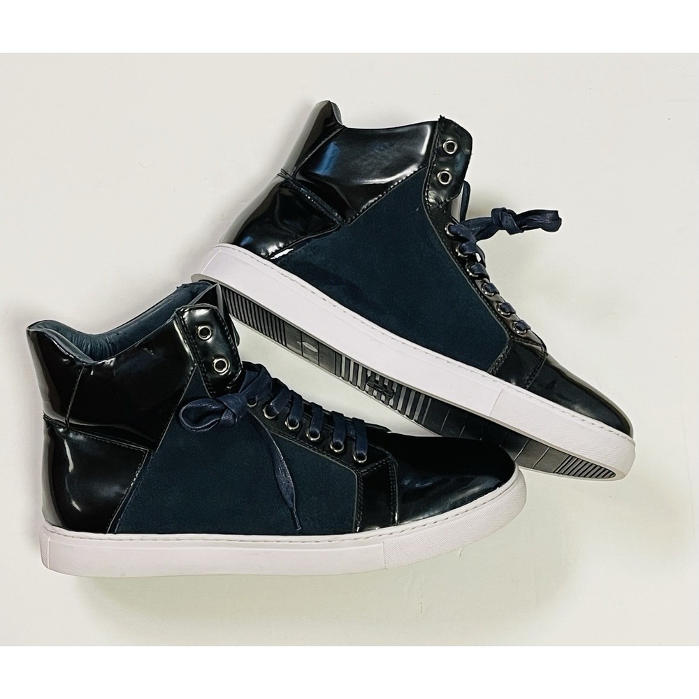 Badgley Mischka DOUGLAS PATENT HIGH-TOP SNEAKER Navy BJ802C12~ Size 11.5
